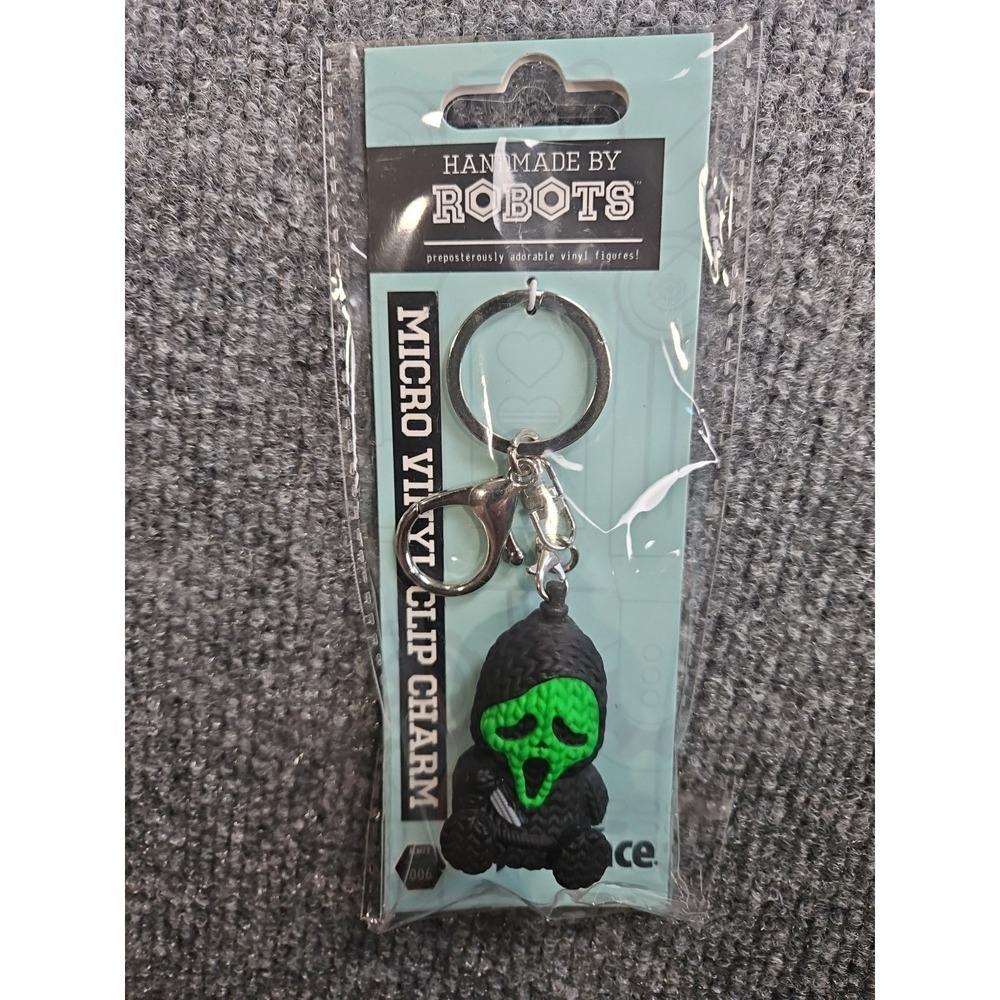 Ghost Face (Green) Handmade By Robots micro vinyl Clip Charm,Keychain BRAND NEW